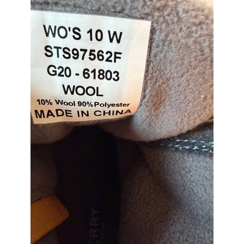 Sperry Duck Boots Women Size 10 W Grey Saltwater Quilted Wool STS97562F